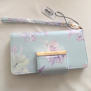 セシルマクビー(CECIL McBEE)の新品 セシルマクビー 手帳型ケース 花柄 スマホケース ミントブルー(モバイルケース/カバー)