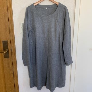 ムジルシリョウヒン(MUJI (無印良品))の授乳可能 無印良品 グレーワンピース 新品未使用(マタニティワンピース)