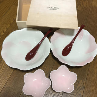 新品 未使用 桜 皿 ご皿 スプーン 6点セット(食器)