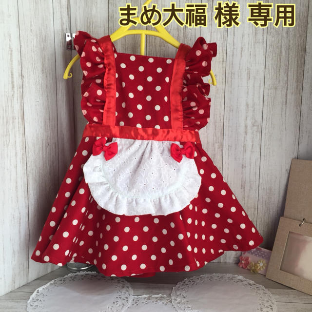 ハンドメイド  ミニーマウス風 ワンピース  95サイズ キッズ/ベビー/マタニティのキッズ服女の子用(90cm~)(ワンピース)の商品写真