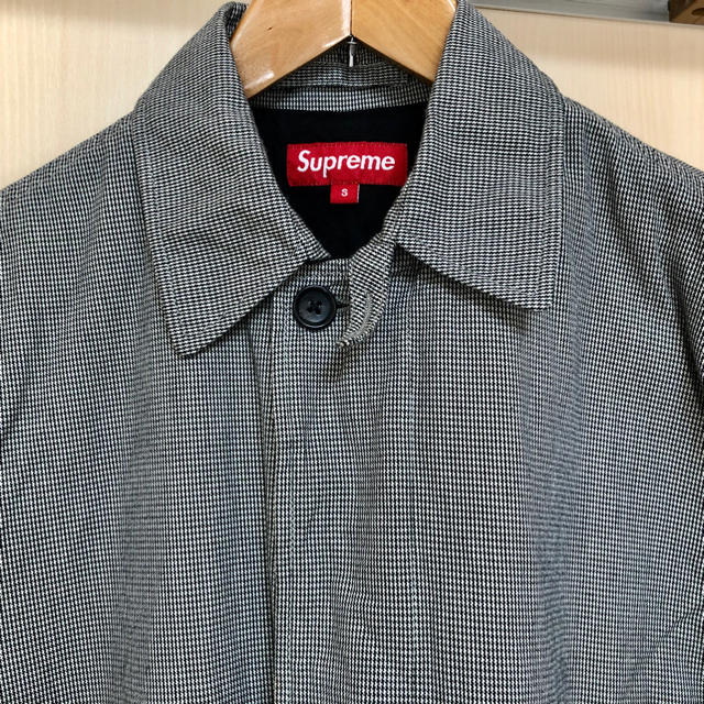 supreme houndstooth trench サイズS grey