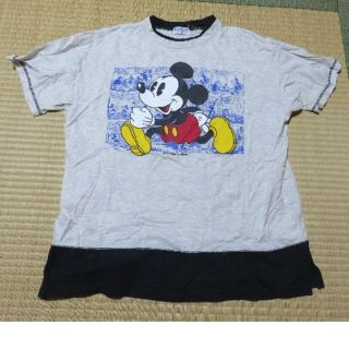 ミッキーマウス(ミッキーマウス)のミッキーマウス　半袖　Ｔシャツ　Ｍサイズ　Disney　グレー　ブラック　黒(Tシャツ(半袖/袖なし))