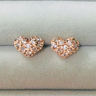 エテ(ete)のete  ピンクゴールド ハートパヴェピアス(ポスト、キャッチK18)(ピアス)