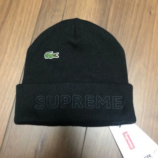 シュプリーム(Supreme)のsupreme ラコステ ビーニー キャップ 黒(ニット帽/ビーニー)