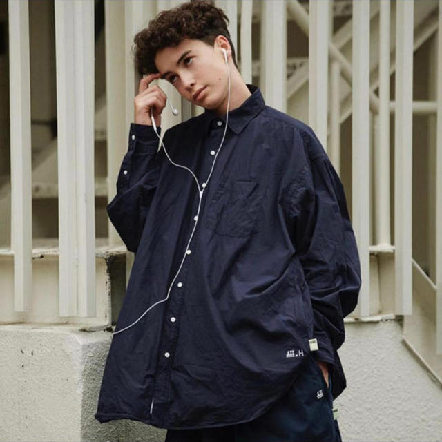 宅配便送料無料 SSZ×AH第4弾 ビッグシャツ big shirt ネイビー 新品未