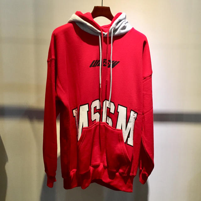 MSGM エムエスジーエム　新品　ダブルフード　パーカー　レッド　スウェット