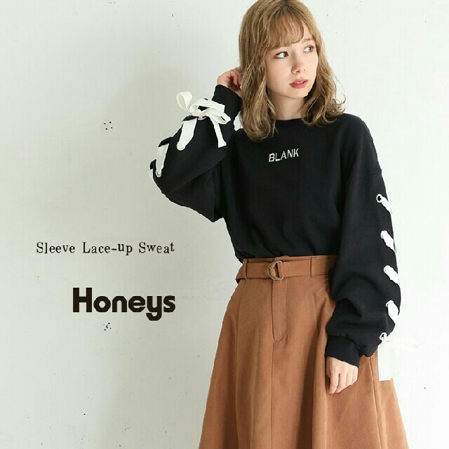 Honeys 袖リボントレーナー 黒の通販 By ゆうショップ ハニーズならラクマ