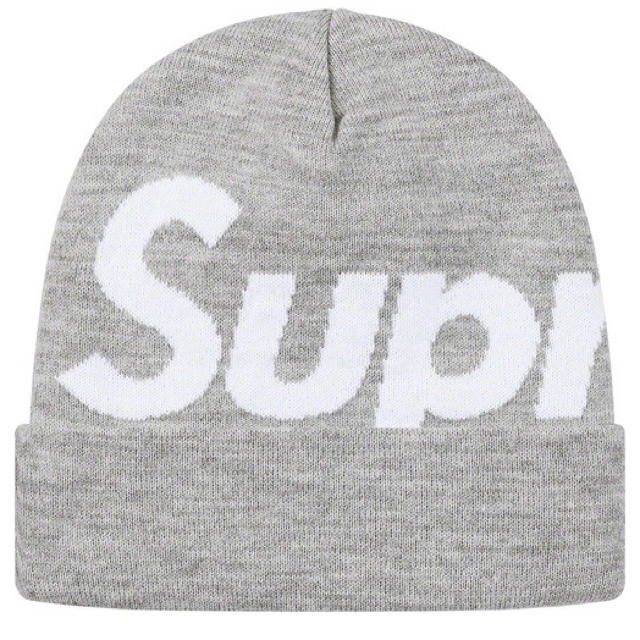 Supreme Big Logo Beanie Grayニット帽/ビーニー