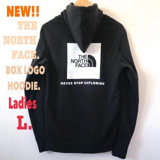 ザノースフェイス(THE NORTH FACE)のL相当 新品 ノースフェイス BOXロゴ パーカー メンズ 黒 白 モノトーン(パーカー)