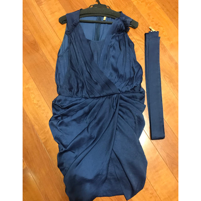 ネイビー パーティドレス レディースのフォーマル/ドレス(ミディアムドレス)の商品写真