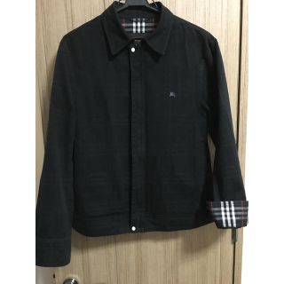 バーバリーブラックレーベル(BURBERRY BLACK LABEL)の【超人気・希少L】シャドーチェック柄。ブラックジャケット。(Gジャン/デニムジャケット)