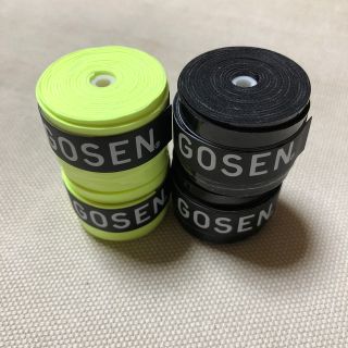 ゴーセン(GOSEN)のGOSENグリップテープ フラッシュイエローと黒 2個ずつ 計4個(バドミントン)