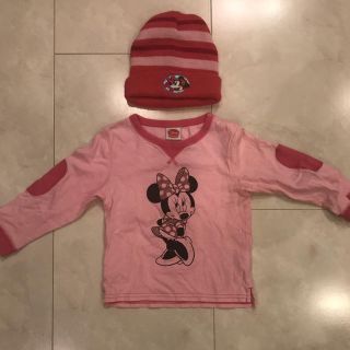 ディズニー(Disney)のミニーマウスのニット帽&長袖Ｔシャツ（100㎝）(ニット)