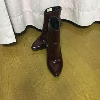 美品！エコーecco  ボルドーエナメルブーツ37  23.5cm(ブーティ)