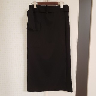 エムプルミエ(M-premier)の一度着用 ブレンヘイム 巻きスカート 黒 M(ロングスカート)