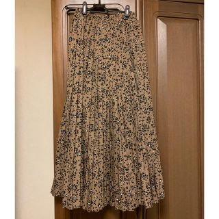 ダブルクローゼット(w closet)のw closet レオパード柄 プリーツスカート ブラウン(ロングスカート)