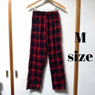 ユニセックス チェック柄 パンツ メンズ レディース レッド Mサイズ(チノパン)