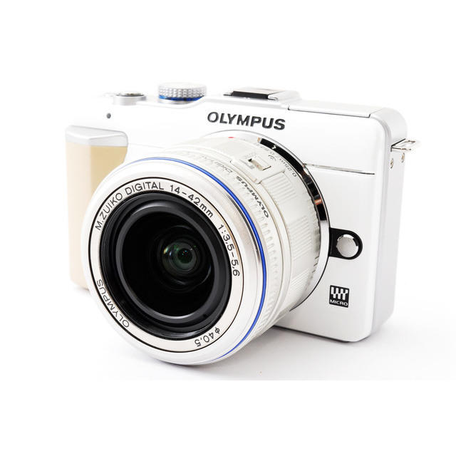 スマホ/家電/カメラSDカード、ストラップ、元箱付！OLYMPUS E-PL1 レンズセット