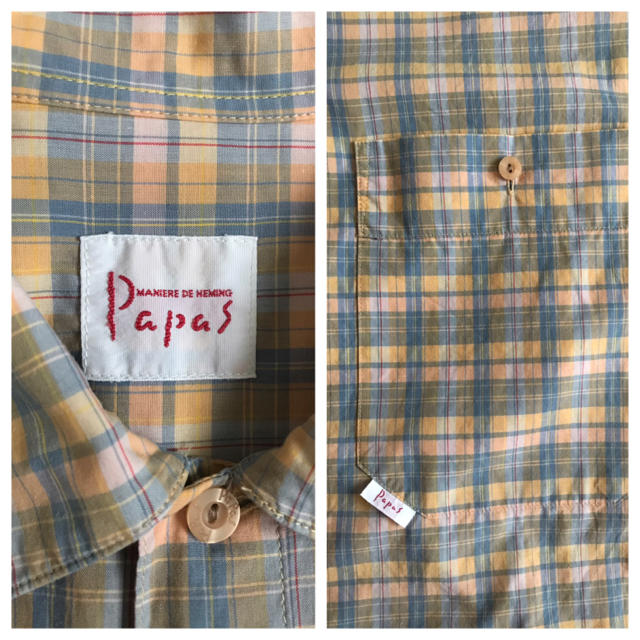Papas メンズ 半袖 綿 チェックシャツ ④ メンズのトップス(シャツ)の商品写真