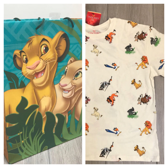 Disney(ディズニー)のライオンキング  総柄Tシャツ L  ＋ ライオンキング ペーパーバッグ レディースのバッグ(ショップ袋)の商品写真