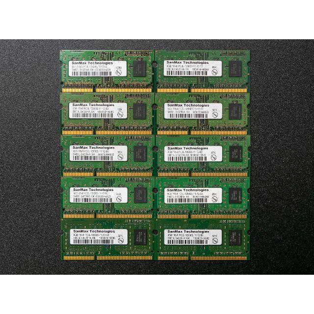 10枚セット SanMax 4GB PC3L-12800S ノートPC用メモリ