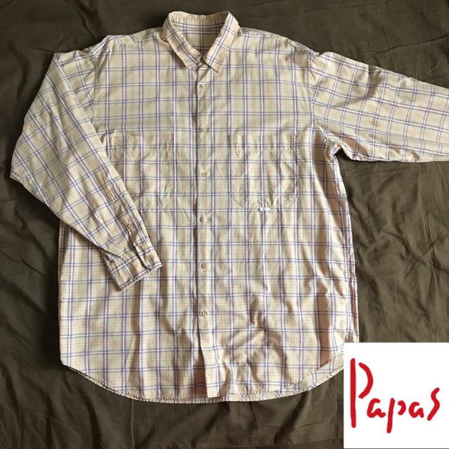 Papas メンズ 長袖 綿 チェック シャツ ② メンズのトップス(シャツ)の商品写真