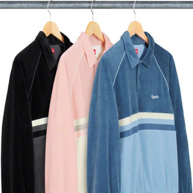 Supreme(シュプリーム)のSupreme Stripe Velour Raglan L/S Polo S  メンズのトップス(ポロシャツ)の商品写真