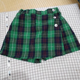 ニシマツヤ(西松屋)のキュロットスカート140センチ　緑色チェック柄(スカート)