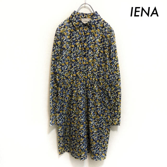 IENA(イエナ)のIENA イエナ★小花柄 長袖 シャツワンピース ネイビー 紺 レディースのワンピース(ひざ丈ワンピース)の商品写真