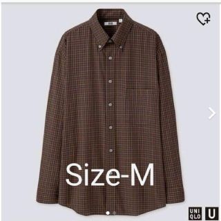 ユニクロ(UNIQLO)のUniqlo-Uワイドフィットチェックシャツ　ダークブラウン　Size-M(シャツ)