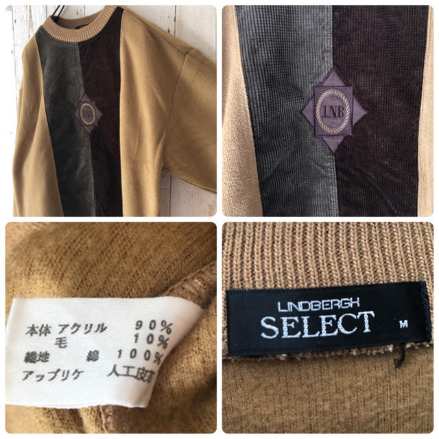 激レア 90s フリース 刺繍 トレーナー スウェット コーデュロイ 古着 メンズのトップス(スウェット)の商品写真