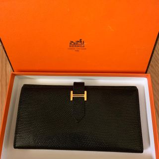 エルメス(Hermes)のゆっぴ様専用❗️エルメス ベアン  リザード 黒(長財布)