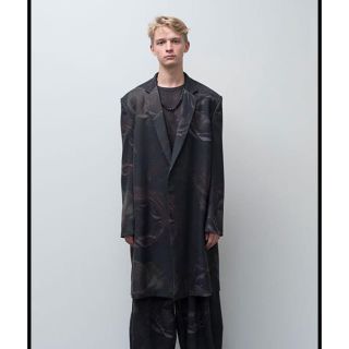 ラッドミュージシャン(LAD MUSICIAN)の17SS LAD MUSICIAN 花柄ロングジャケット ブラック 42 美品(チェスターコート)