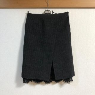 サカイラック(sacai luck)の極美品 サカイラック ペンシルスカート タイトスカート ストライプ ウール 2(ひざ丈スカート)