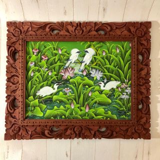 バリアート バリ絵画 花鳥画 アジアンテイストインテリア バリ雑貨