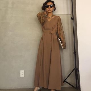 アメリヴィンテージ(Ameri VINTAGE)のAMERI LACE SLEEVE REFINED DRESS(ロングドレス)