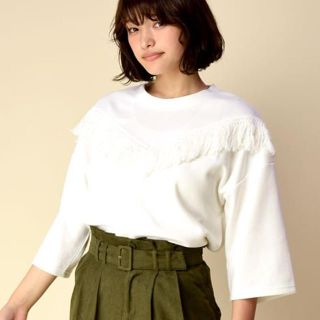 ダブルクローゼット(w closet)のw closetフリンジ付きプルオーバー(カットソー(長袖/七分))