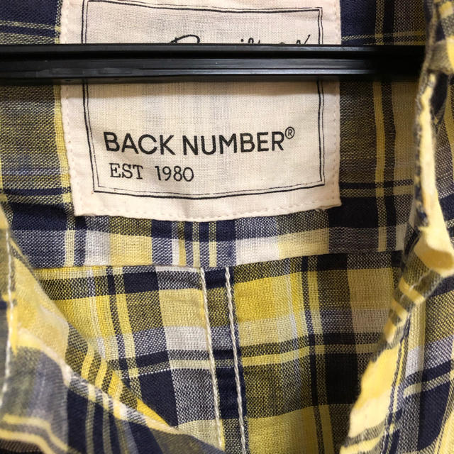 BACK NUMBER(バックナンバー)のチェックシャツ 七分袖 イエロー×ネイビー レディースのトップス(シャツ/ブラウス(長袖/七分))の商品写真