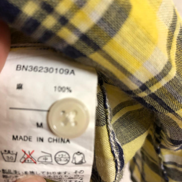 BACK NUMBER(バックナンバー)のチェックシャツ 七分袖 イエロー×ネイビー レディースのトップス(シャツ/ブラウス(長袖/七分))の商品写真