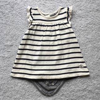 プチバトー(PETIT BATEAU)のpetit bateau 65センチ  ボーダーワンピース(ワンピース)