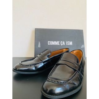 コムサイズム(COMME CA ISM)の【美品】ローファー　デッキシューズ 黒　牛革　コムサ(デッキシューズ)