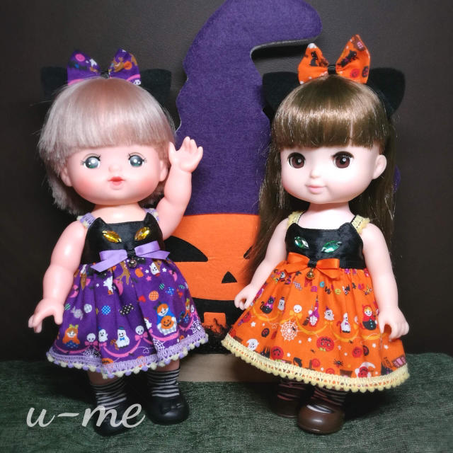 4点セット!メルちゃん・ソランちゃん☆ハロウィン猫ワンピースセット