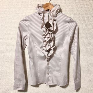 ナラカミーチェ(NARACAMICIE)の【♡ミニー♡様専用】NARACAMICIE 光沢ストライプフリルブラウス(シャツ/ブラウス(長袖/七分))