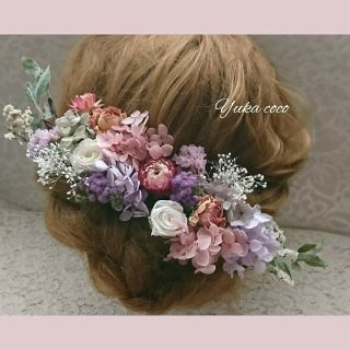 変更あり⭕フェミニンなドライフラワー ヘッドドレス 髪飾り❁¨̮lavender(ヘッドドレス/ドレス)