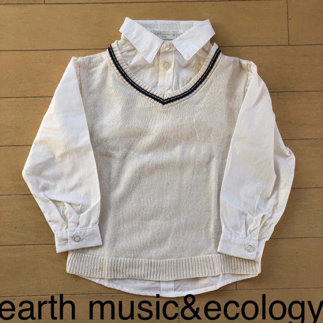 earth music & ecology(アースミュージックアンドエコロジー)のアースミュージック キッズ ニットベストレイヤード風シャツ キッズ/ベビー/マタニティのキッズ服男の子用(90cm~)(ブラウス)の商品写真