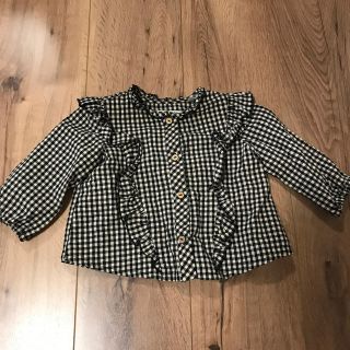 ザラキッズ(ZARA KIDS)の専用★zara baby スタンドカラー フリル チェック ブラウス(シャツ/カットソー)