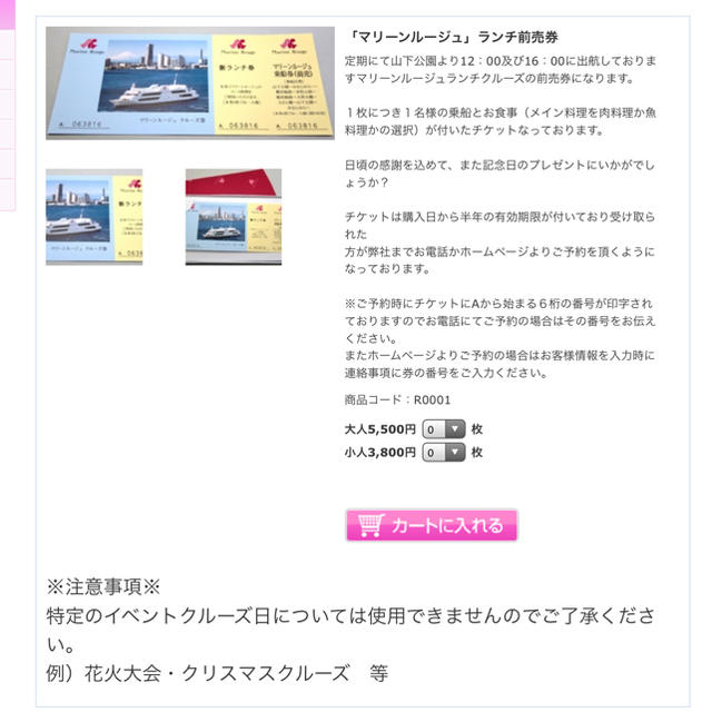 横浜マリーンルージュ  ランチクルーズ前売券2枚【10月末まで】 1