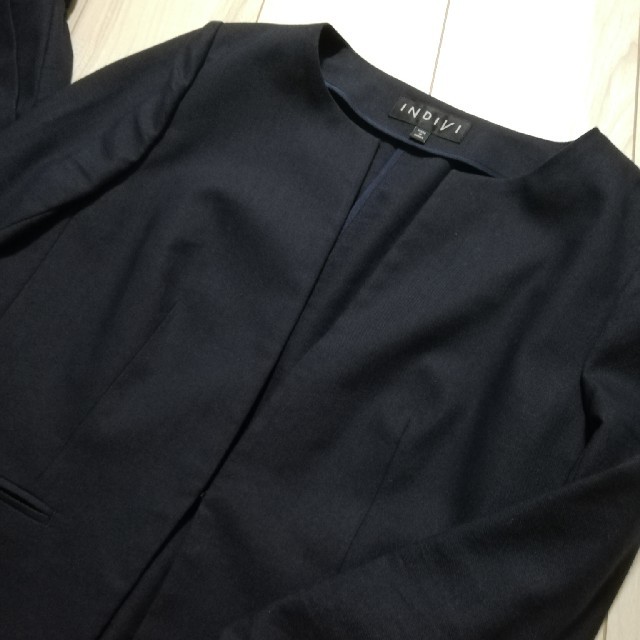 INDIVI(インディヴィ)のINDIVI セットアップ ノーカラージャケット ガウチョパンツ レディースのフォーマル/ドレス(スーツ)の商品写真