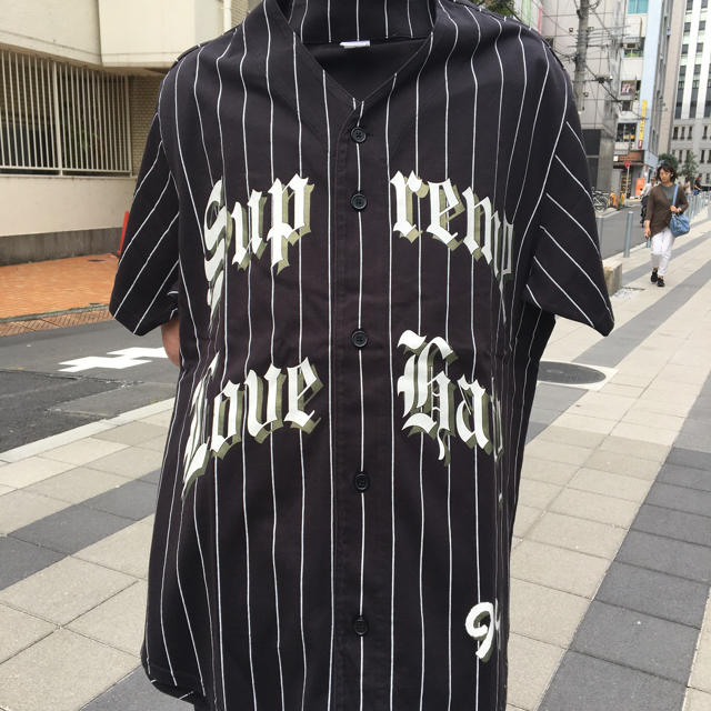 supreme baseball shirt love hate black L 1