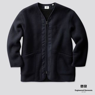 エンジニアードガーメンツ(Engineered Garments)のエンジニアガーメンツ　コラボ　フリースノーカラーコート　ネイビーSize-S(その他)